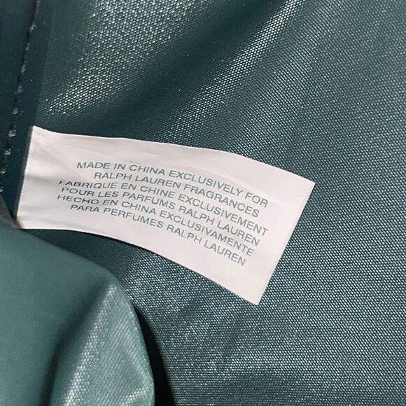 Polo Ralph Lauren Canvas Messenger Crossbody Bag Tote Green Brown Trim 15” Wide - Picture 7 of 14